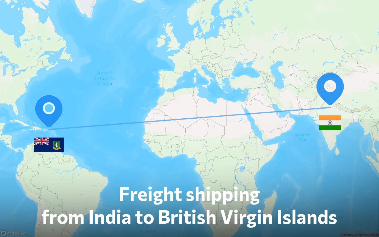 Shipping route from India to British Virgin Islands
