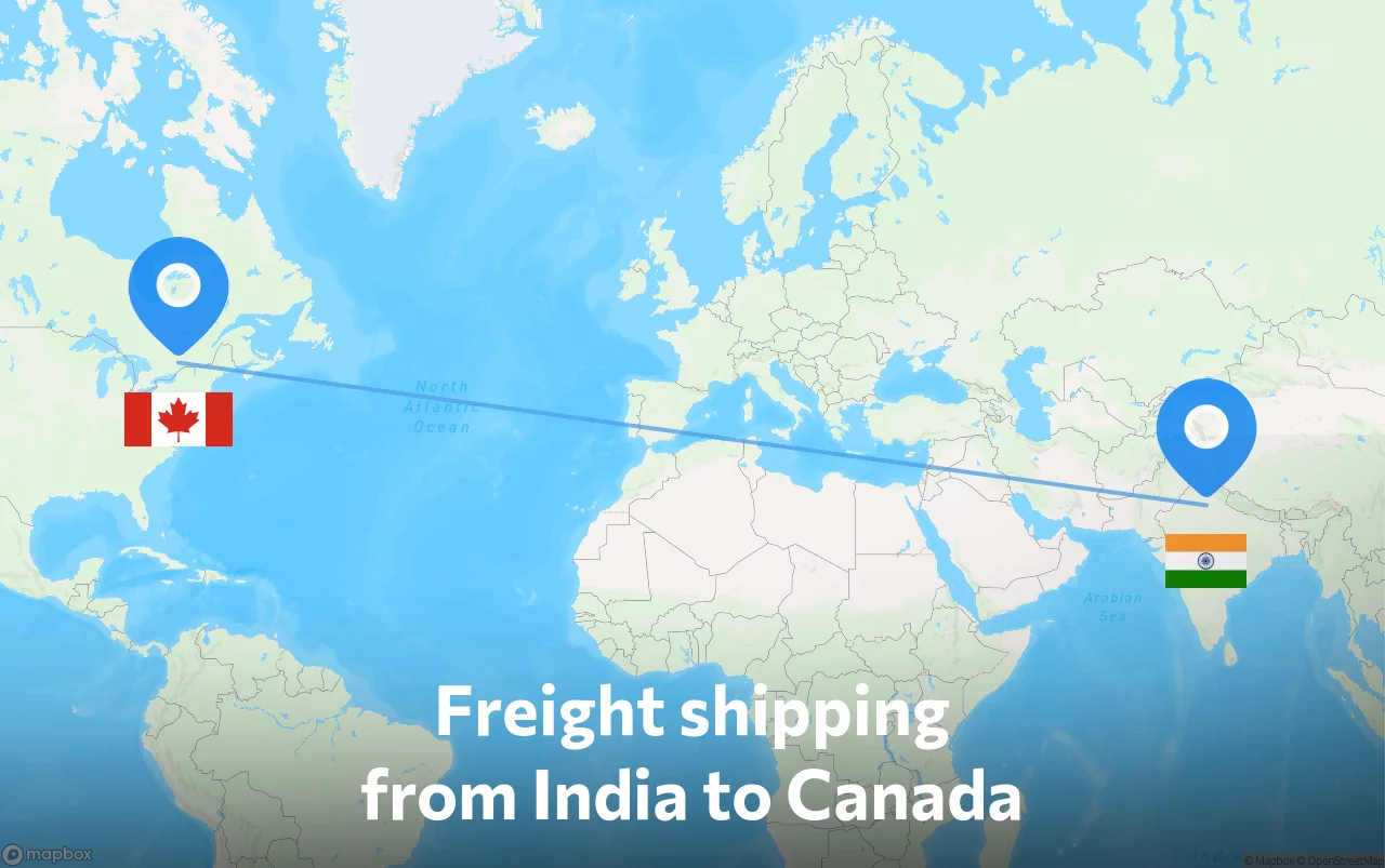 Shipping route from India to Canada