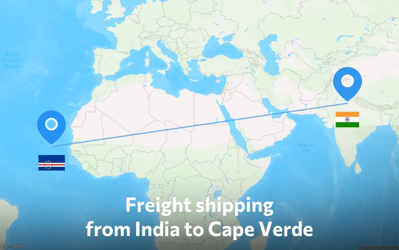 Shipping route from India to Cape Verde