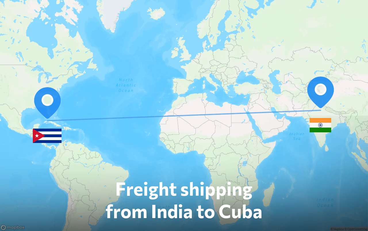 Shipping route from India to Cuba