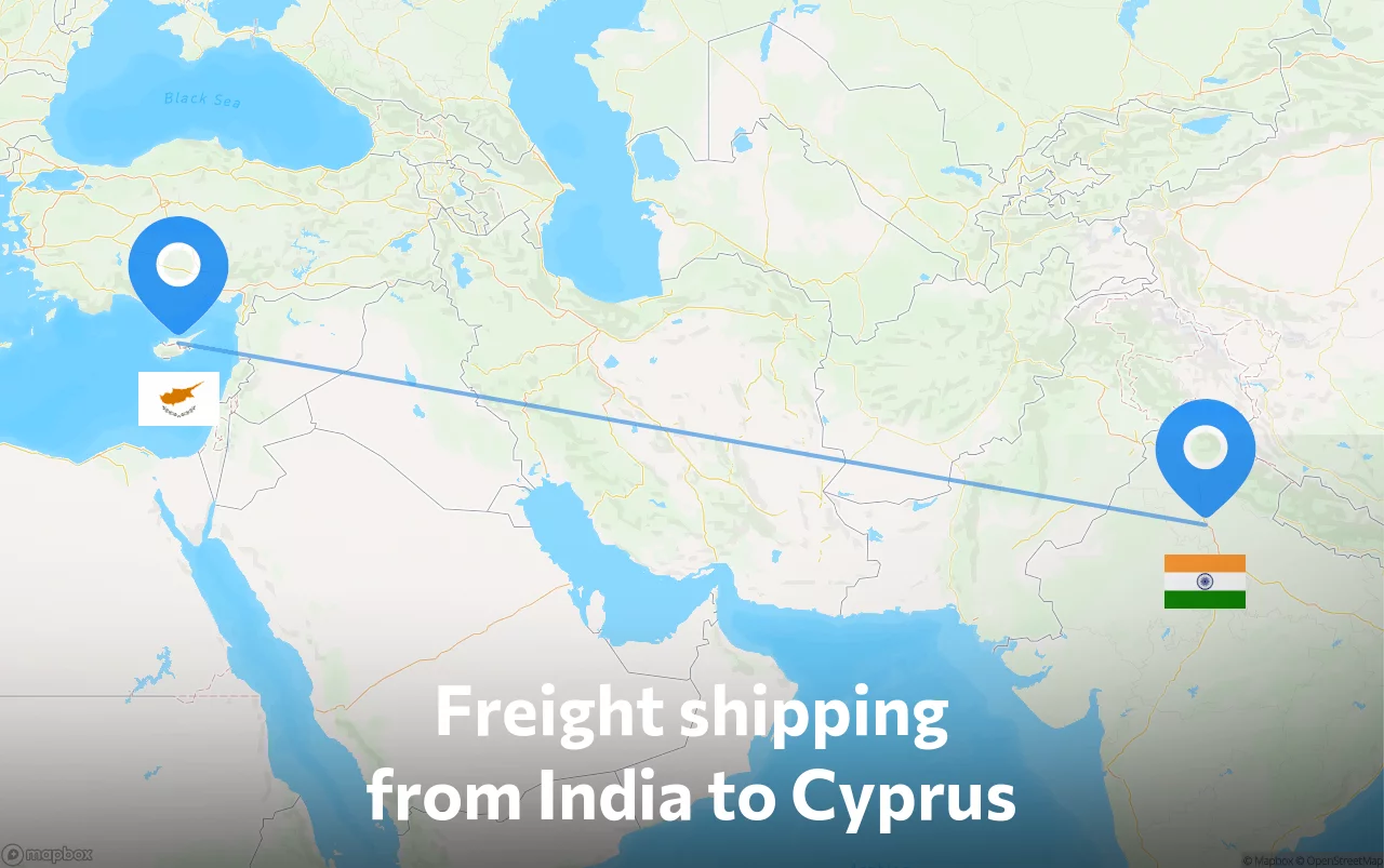 Shipping route from India to Cyprus