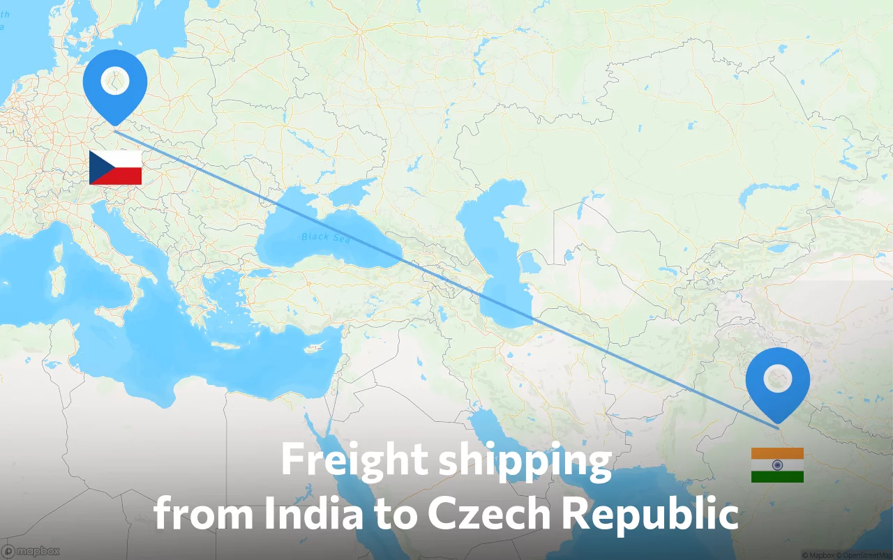 Shipping route from India to Czech Republic