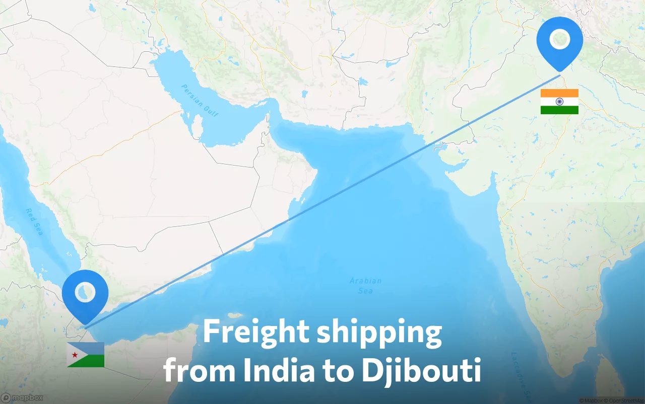 Shipping route from India to Djibouti