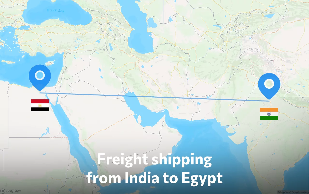 Shipping route from India to Egypt