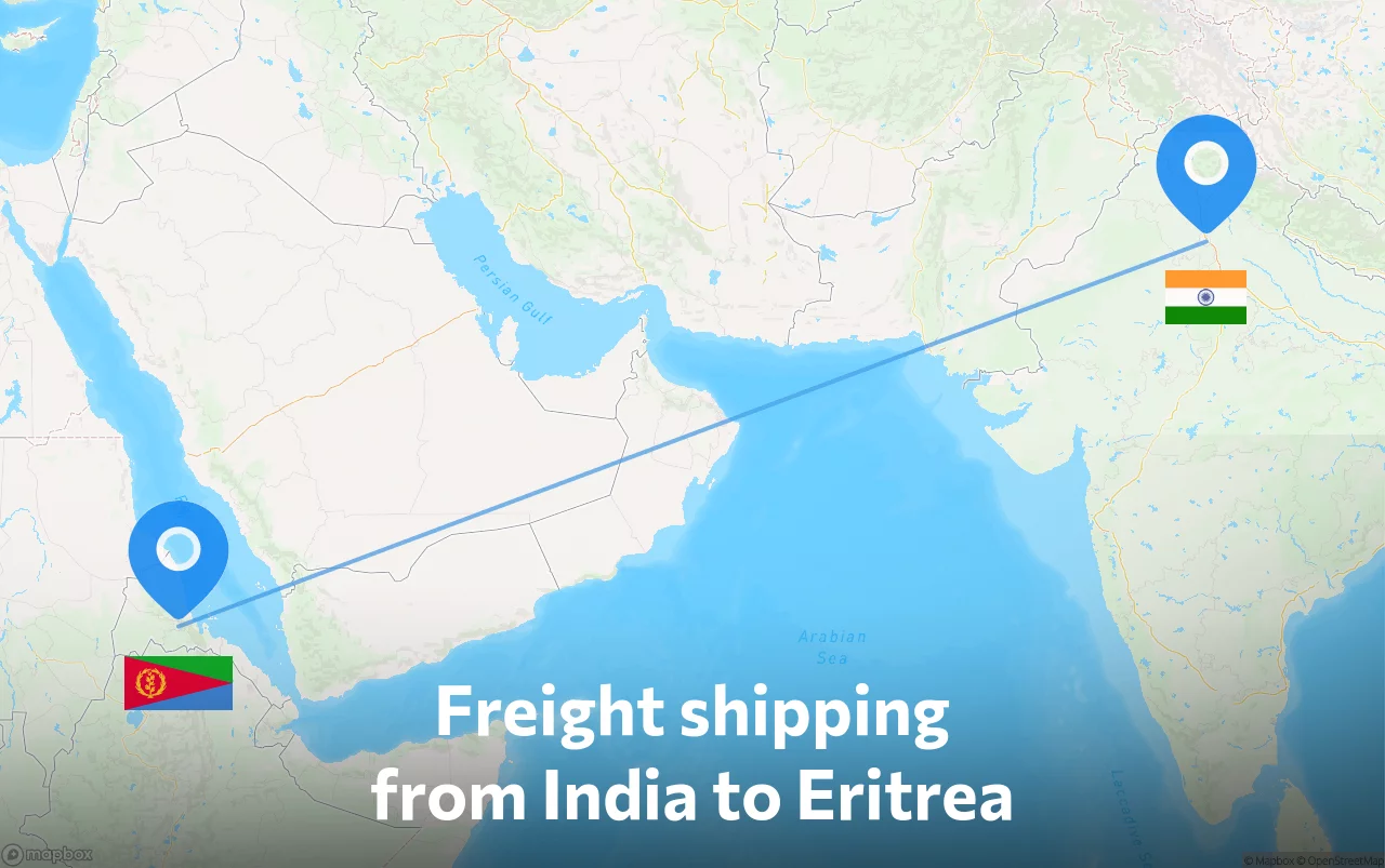 Shipping route from India to Eritrea