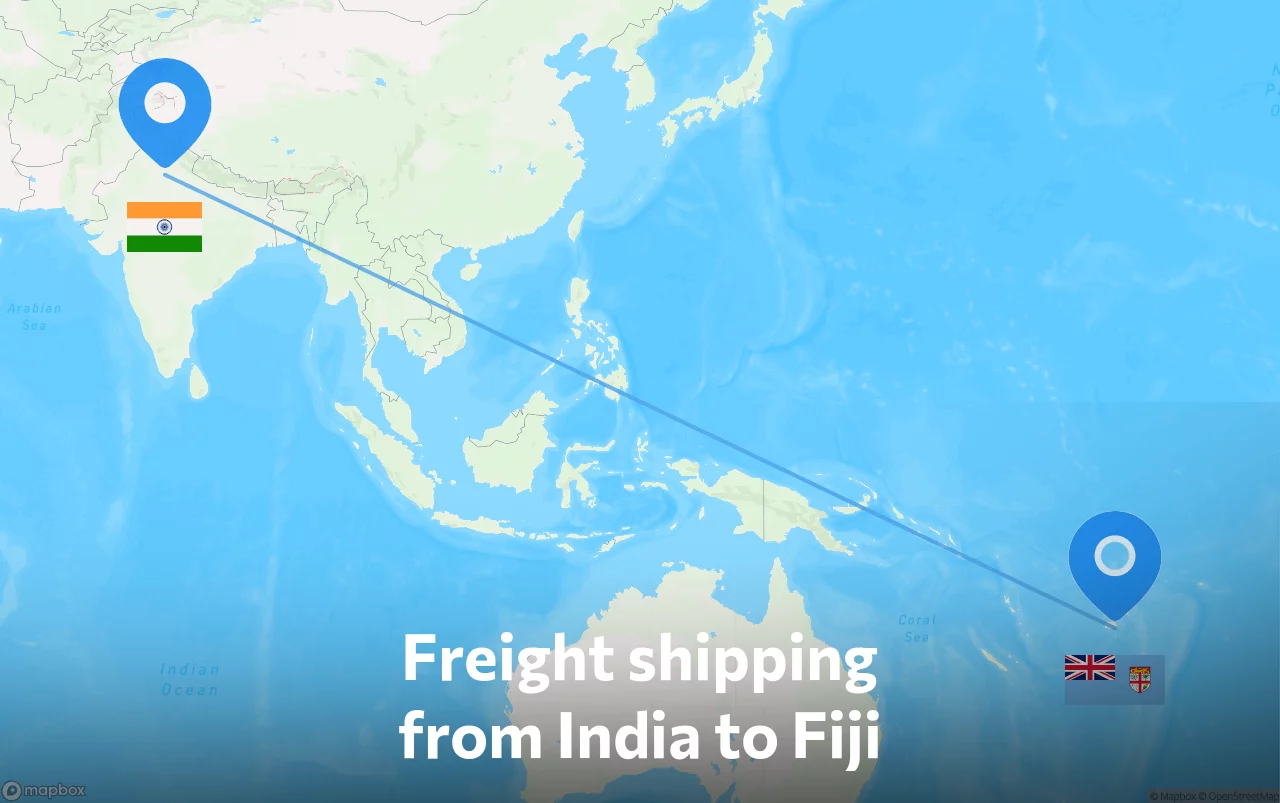 Shipping route from India to Fiji