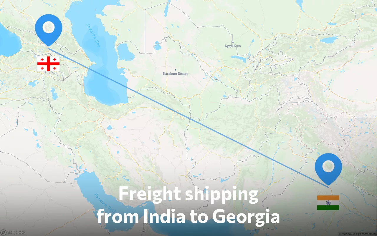 Shipping route from India to Georgia