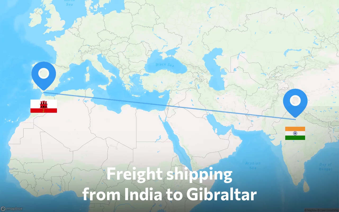 Shipping route from India to Gibraltar