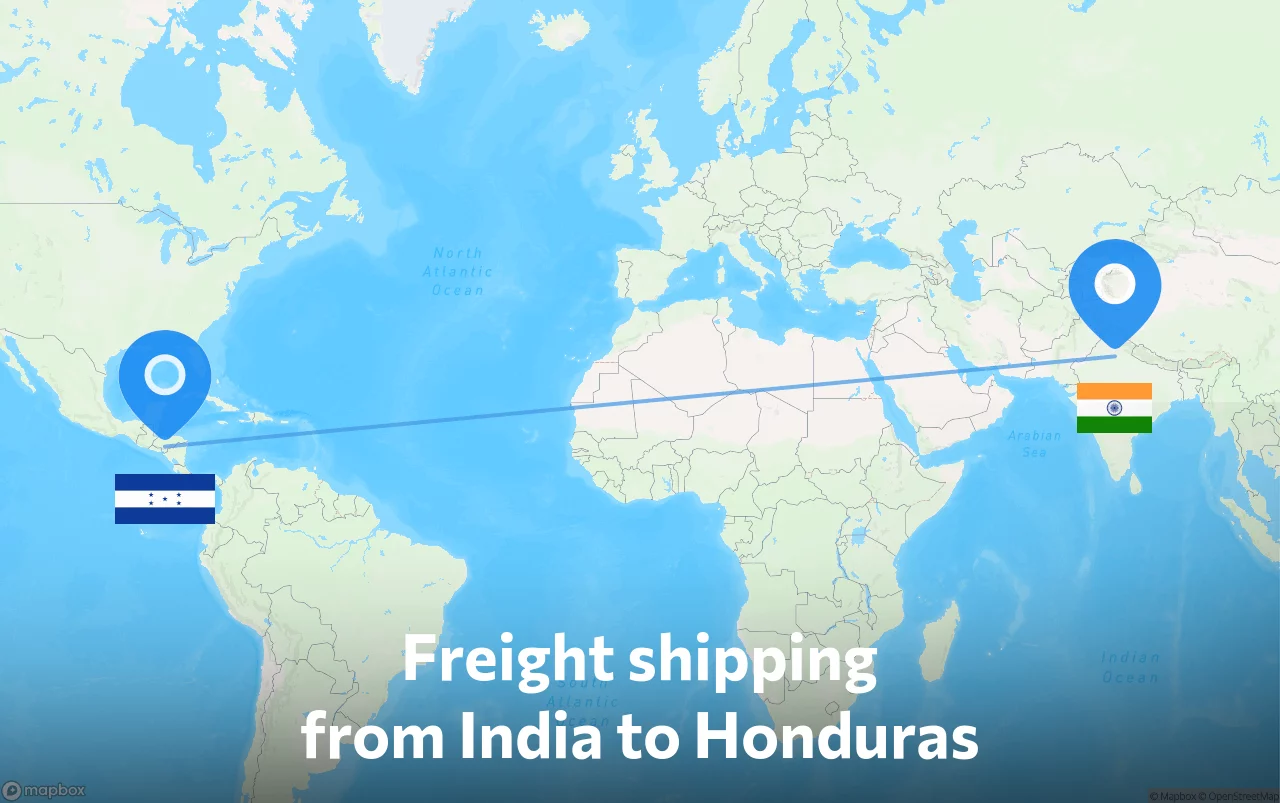 Shipping route from India to Honduras