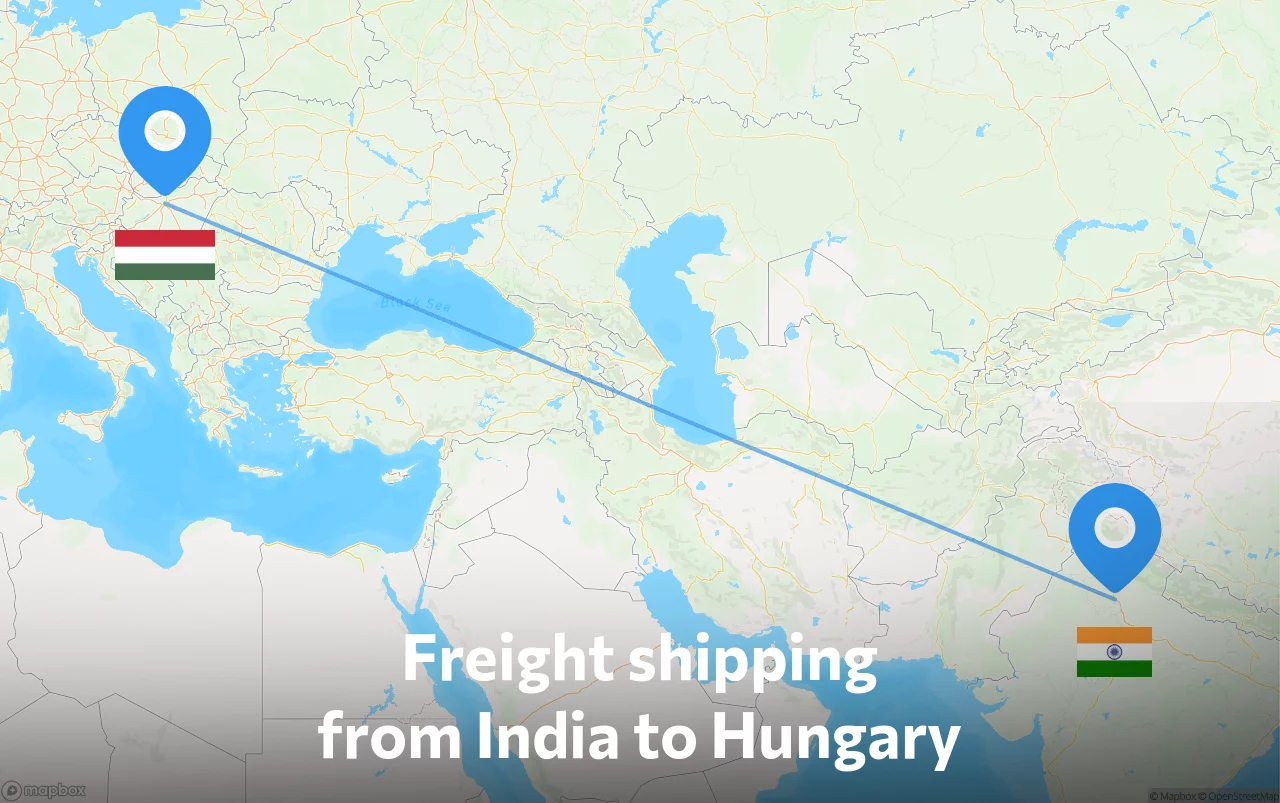 Shipping route from India to Hungary