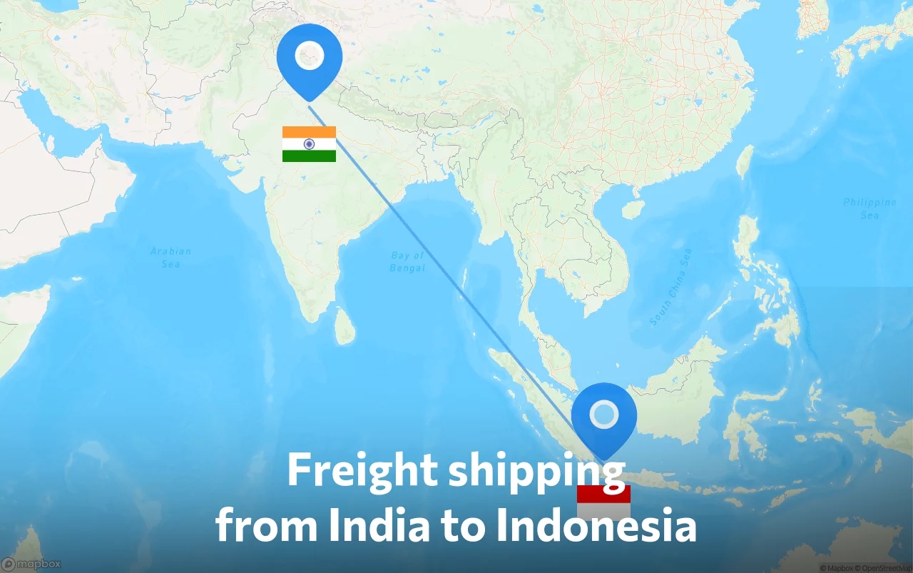 Shipping route from India to Indonesia