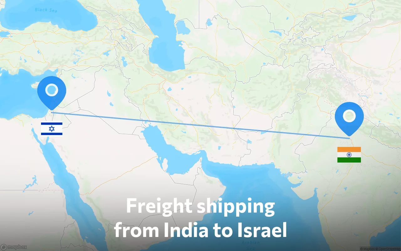 Shipping route from India to Israel
