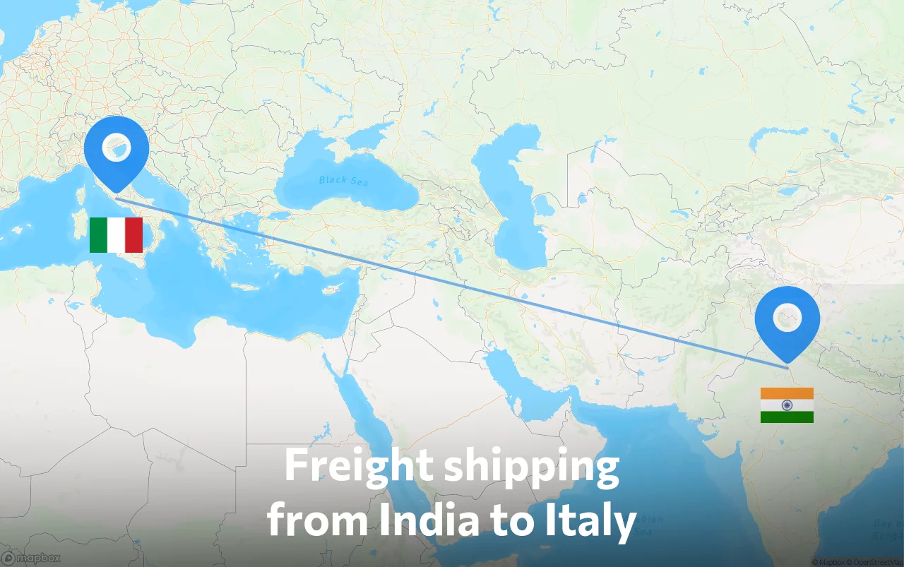 Shipping route from India to Italy