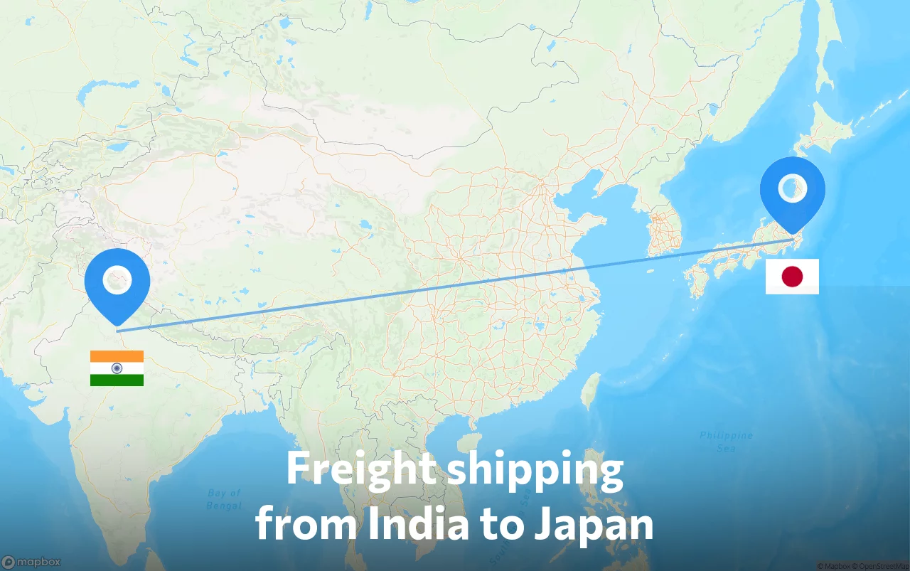 Shipping route from India to Japan