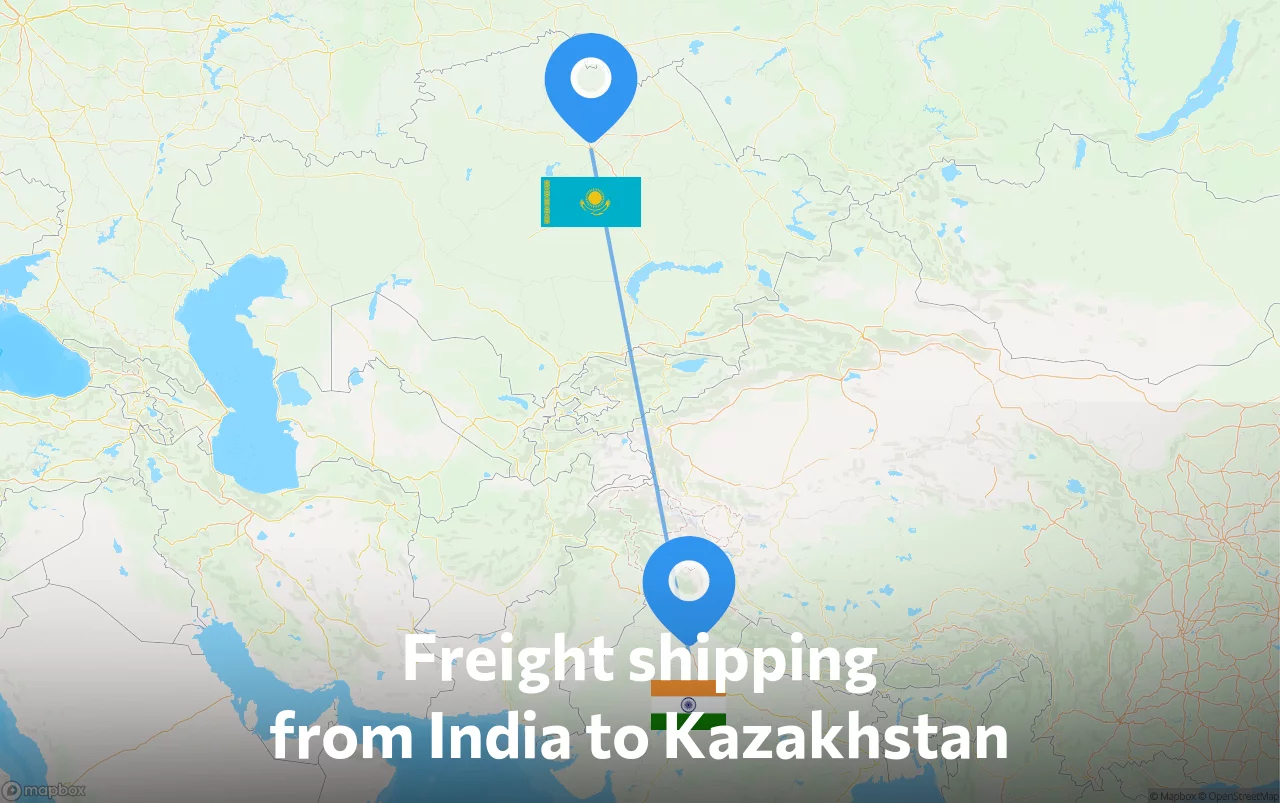 Shipping route from India to Kazakhstan