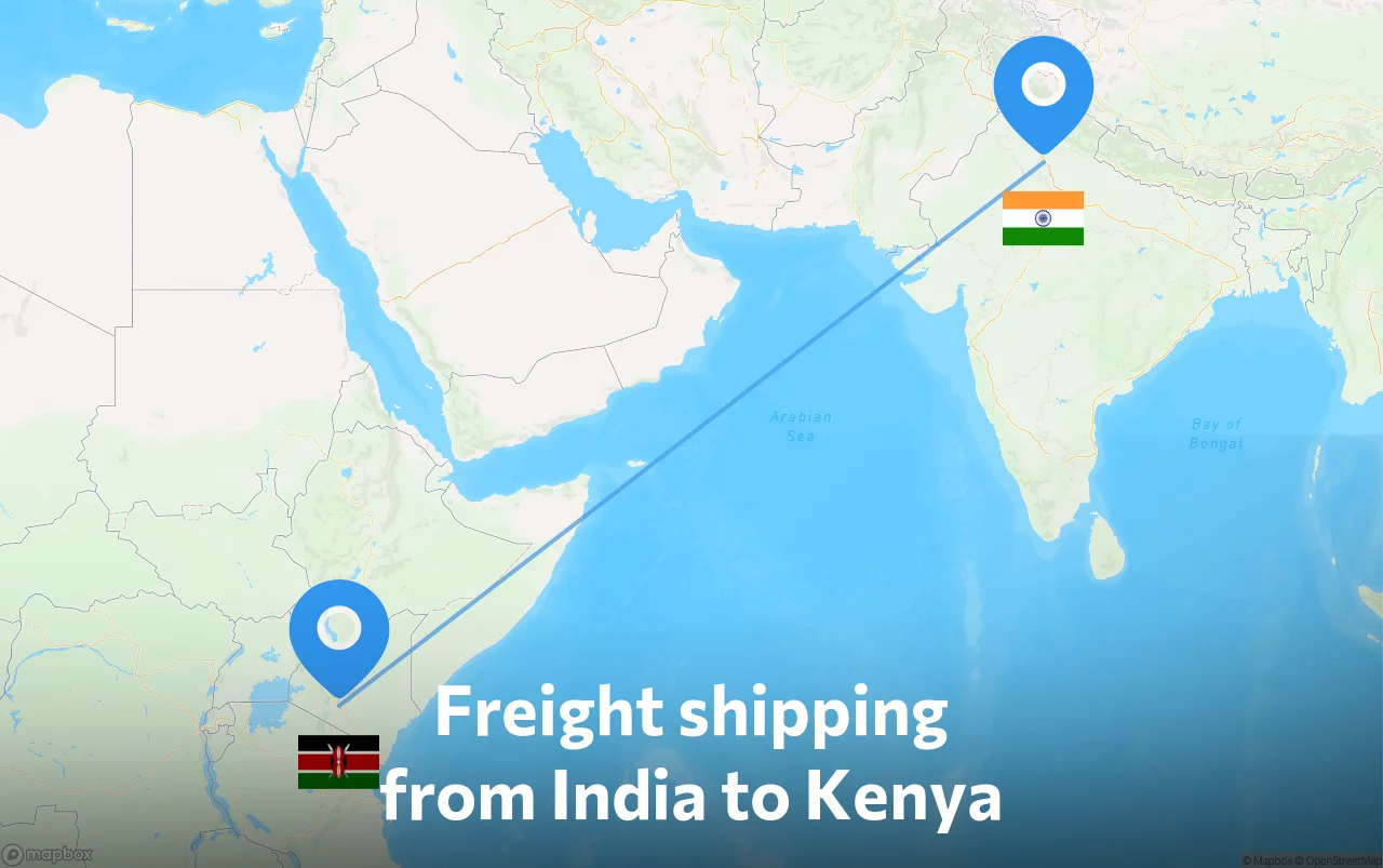 Shipping route from India to Kenya