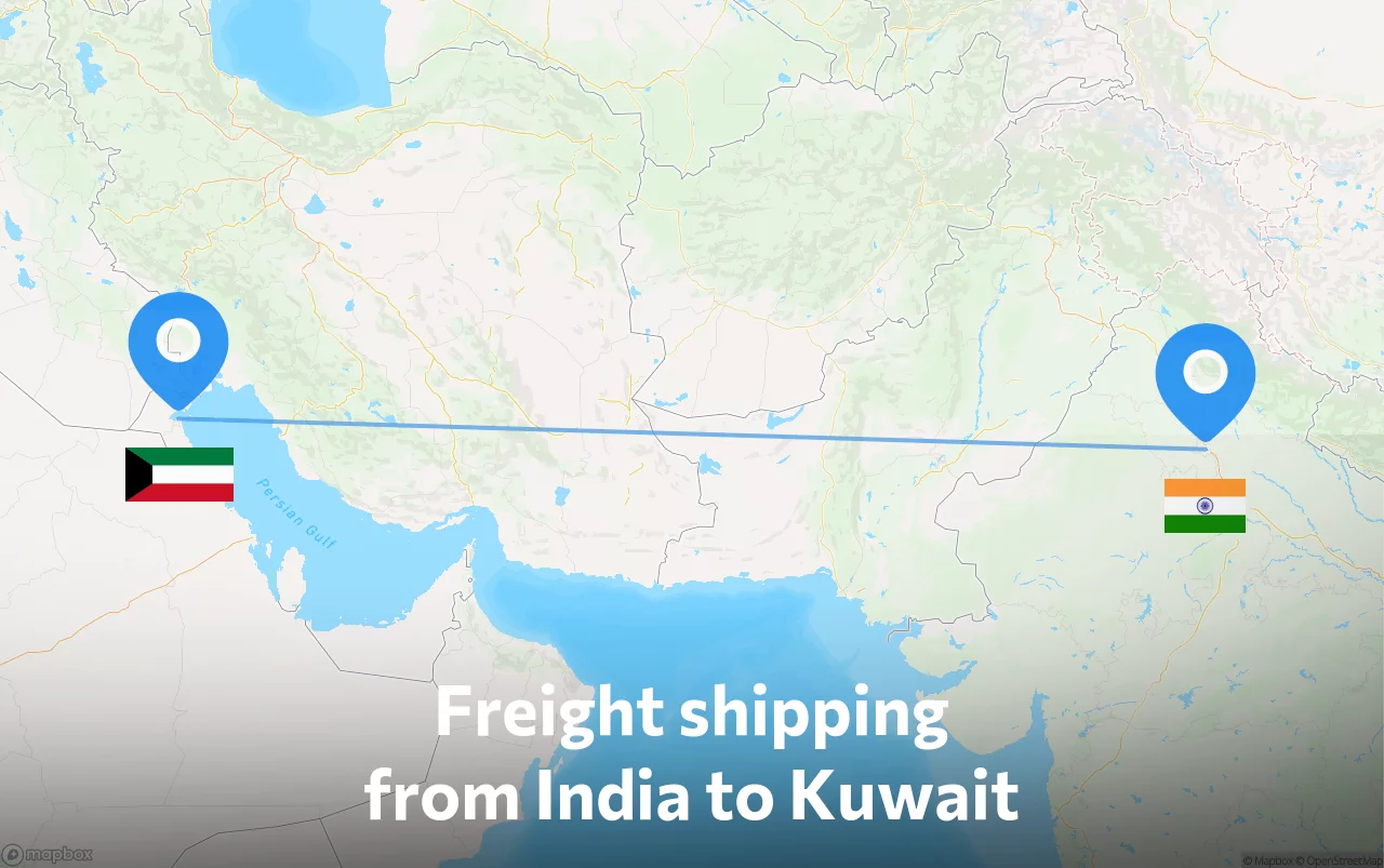 Shipping route from India to Kuwait