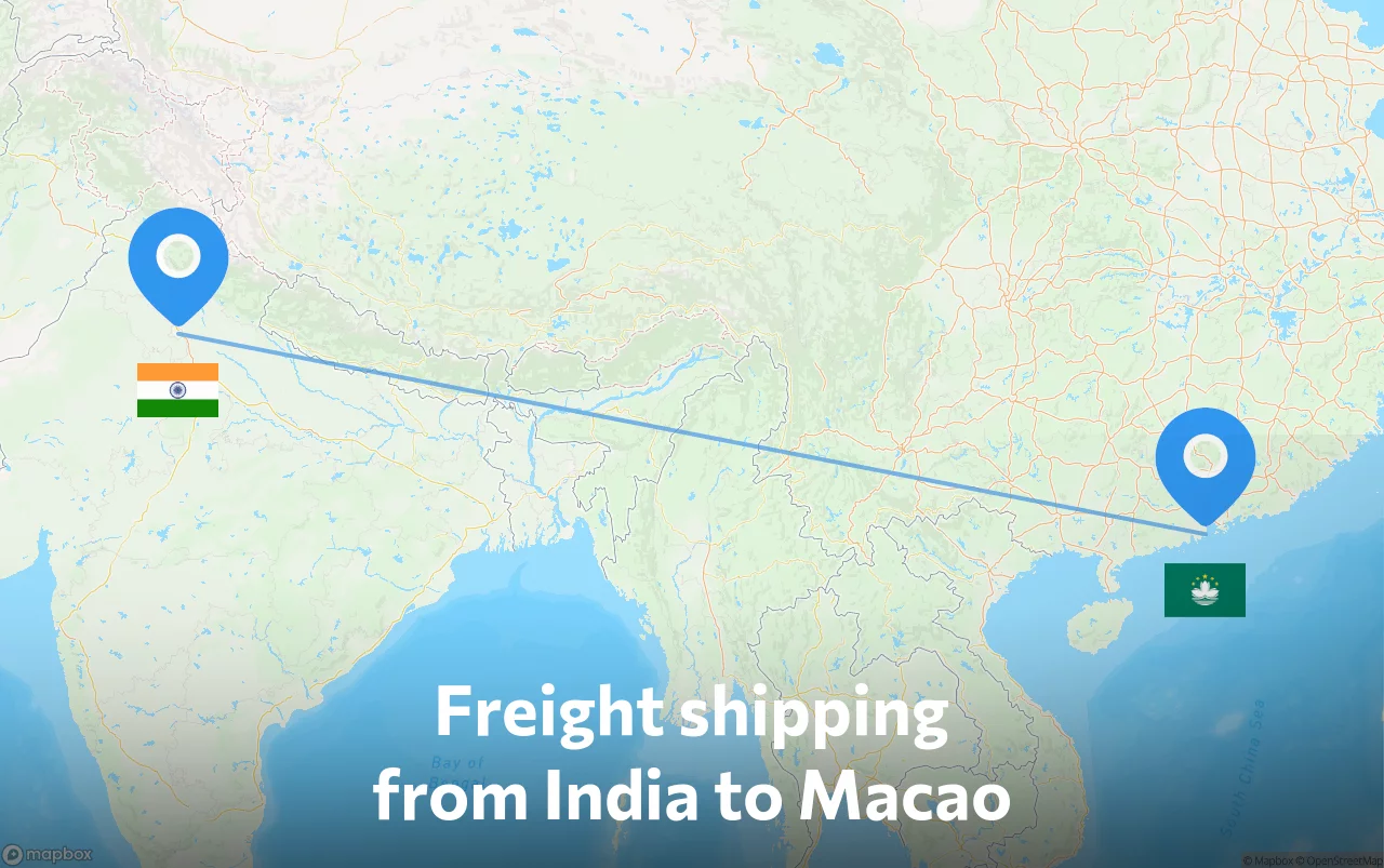 Shipping route from India to Macao