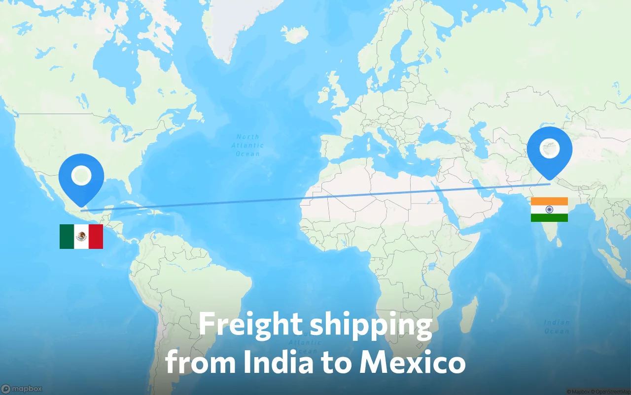 Shipping route from India to Mexico
