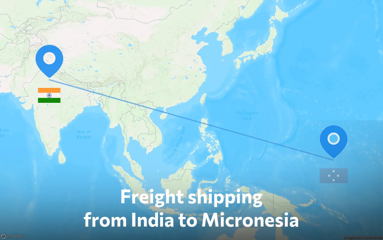 Shipping route from India to Micronesia