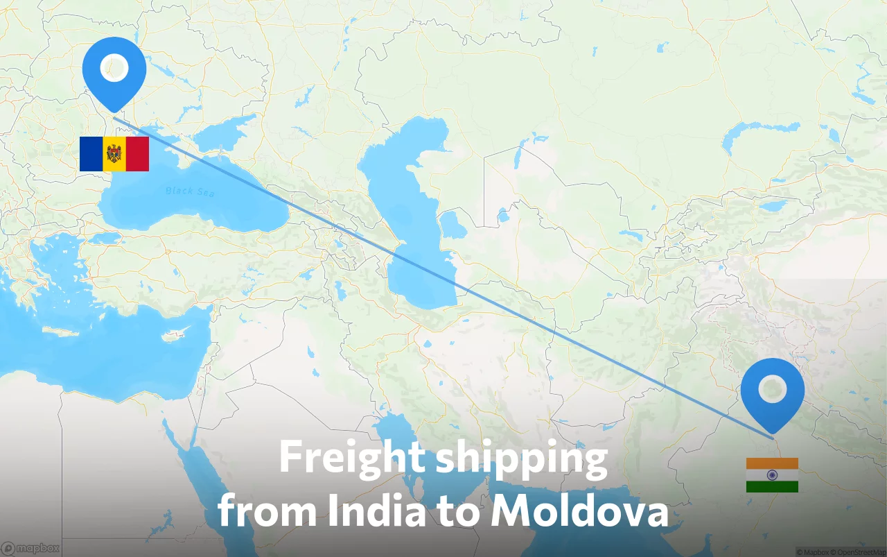 Shipping route from India to Moldova