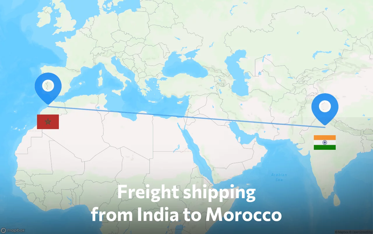 Shipping route from India to Morocco