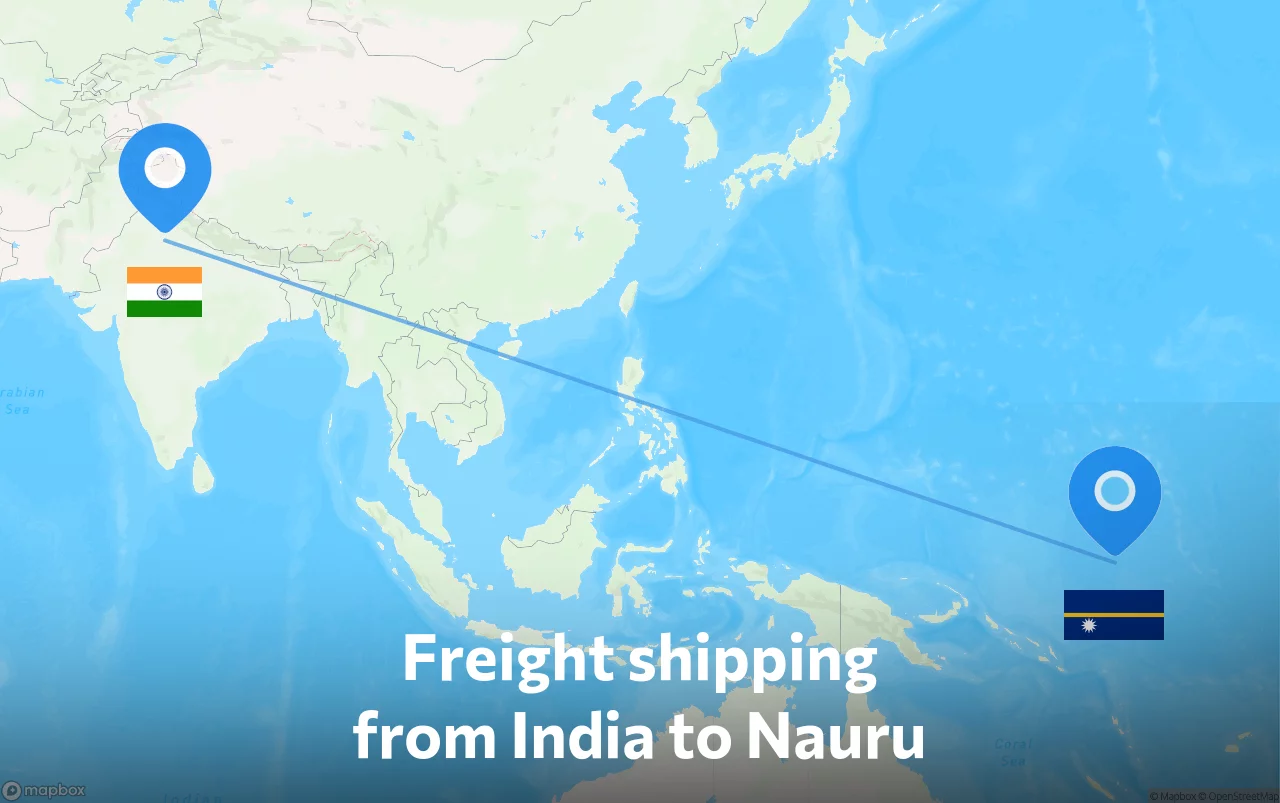 Shipping route from India to Nauru