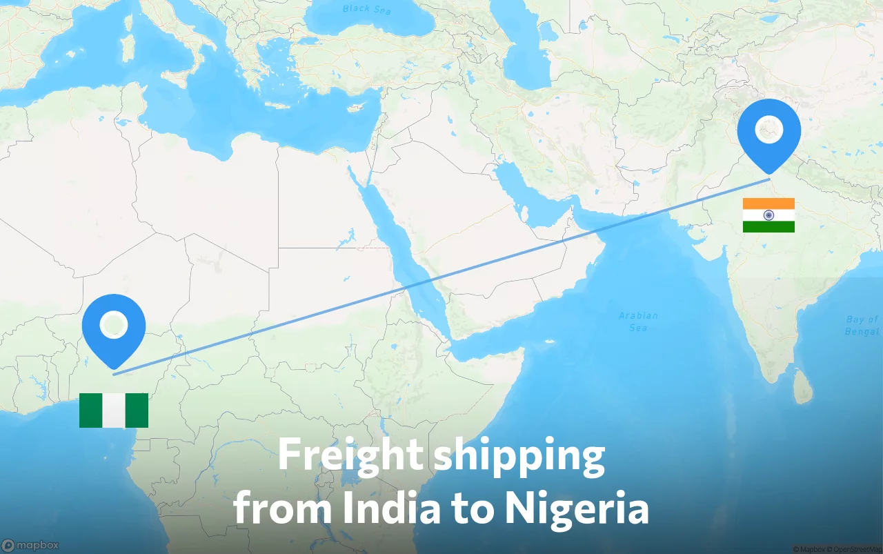 Shipping route from India to Nigeria