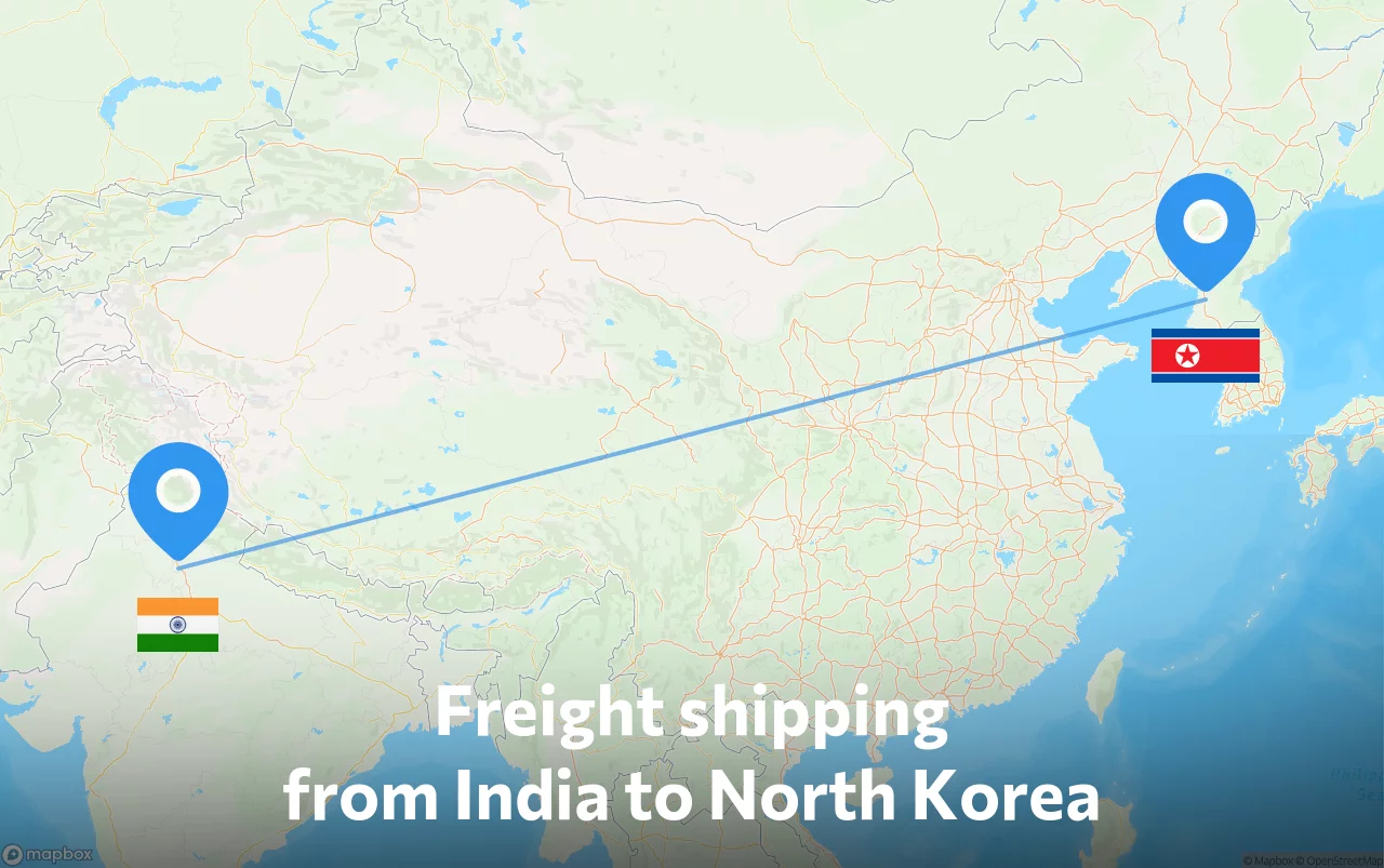 Shipping route from India to North Korea