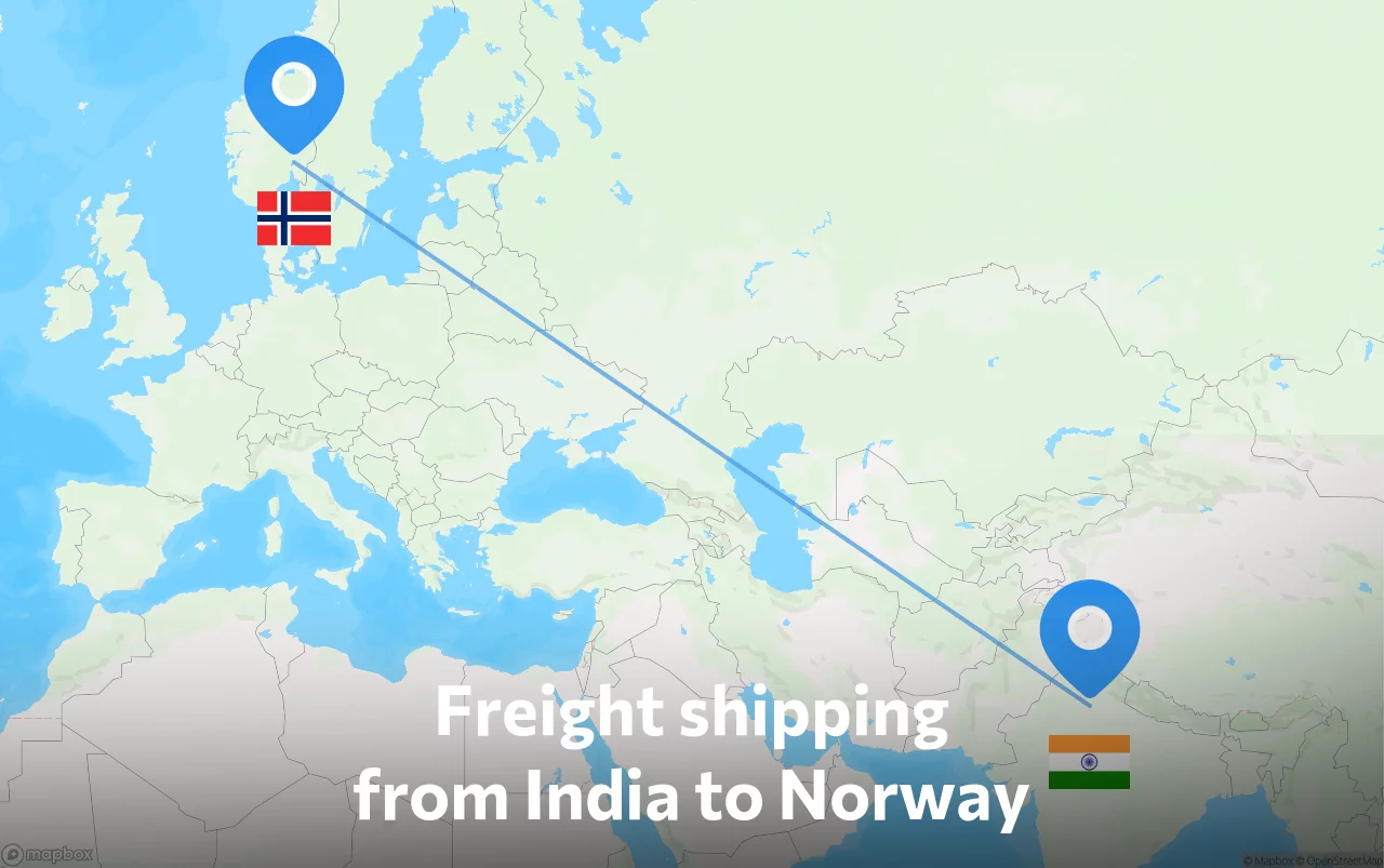 Shipping route from India to Norway