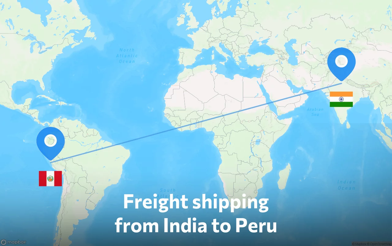 Shipping route from India to Peru