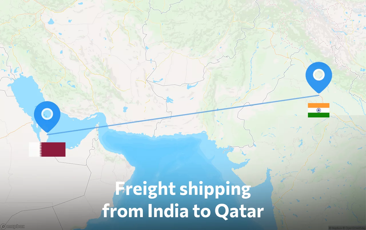 Shipping route from India to Qatar