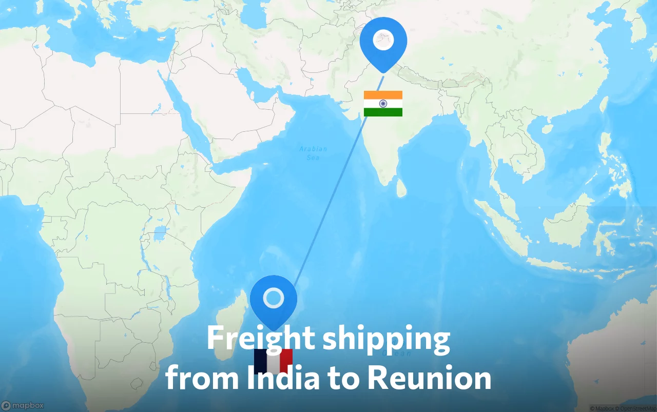 Shipping route from India to Reunion