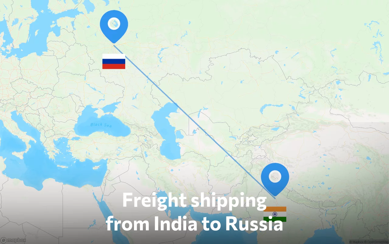 Shipping route from India to Russia