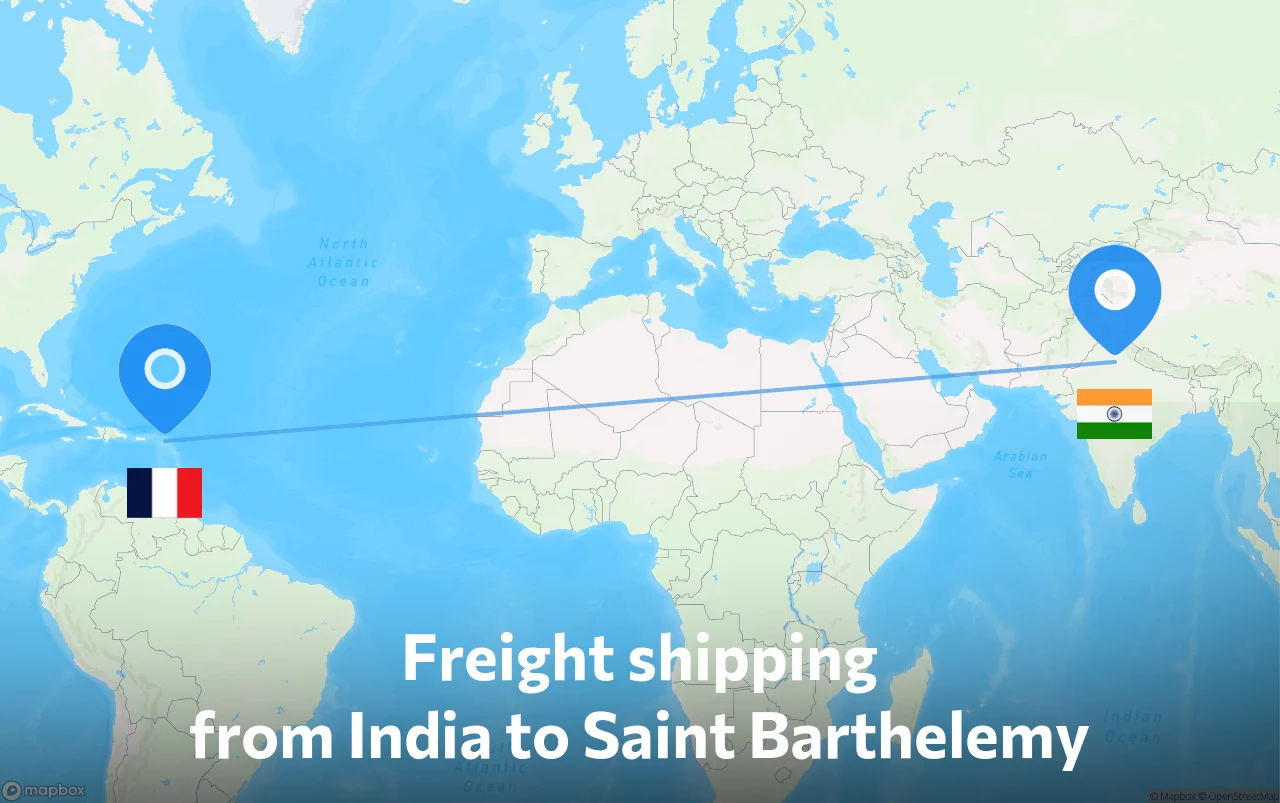 Shipping route from India to Saint Barthelemy