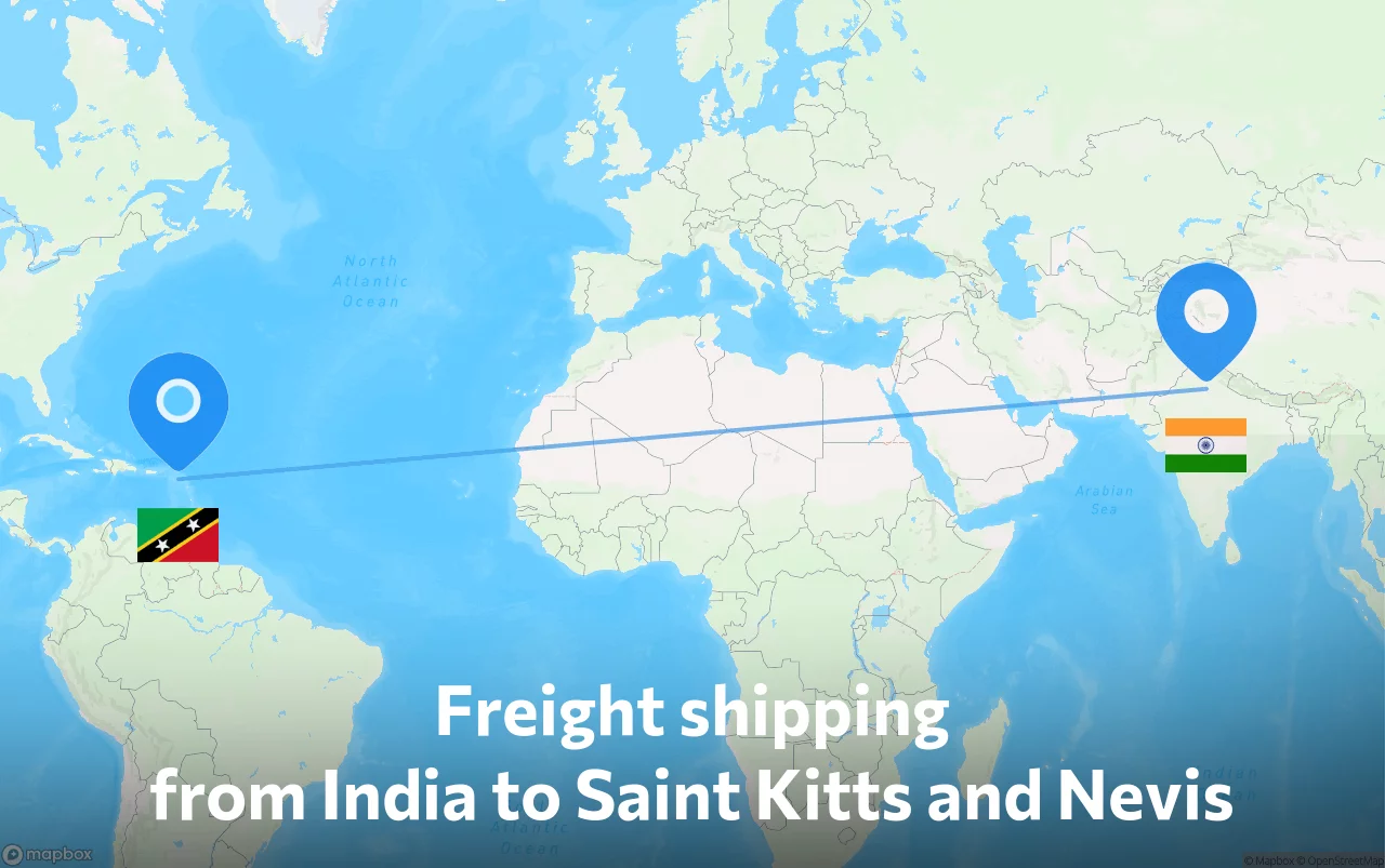 Shipping route from India to Saint Kitts and Nevis