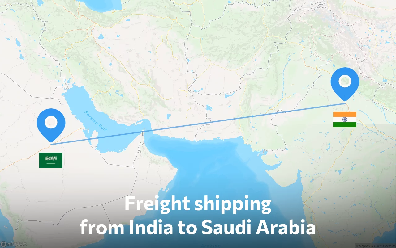Shipping route from India to Saudi Arabia