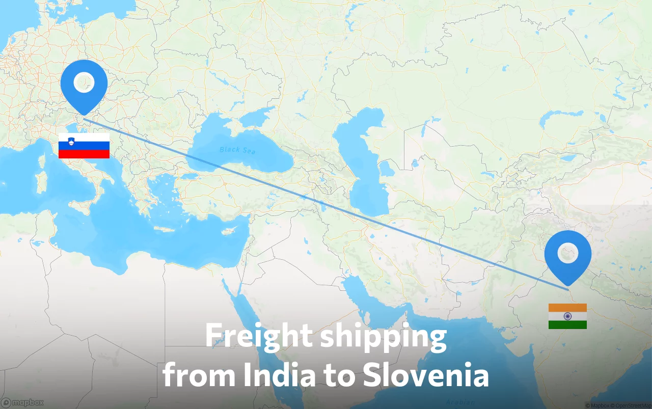 Shipping route from India to Slovenia