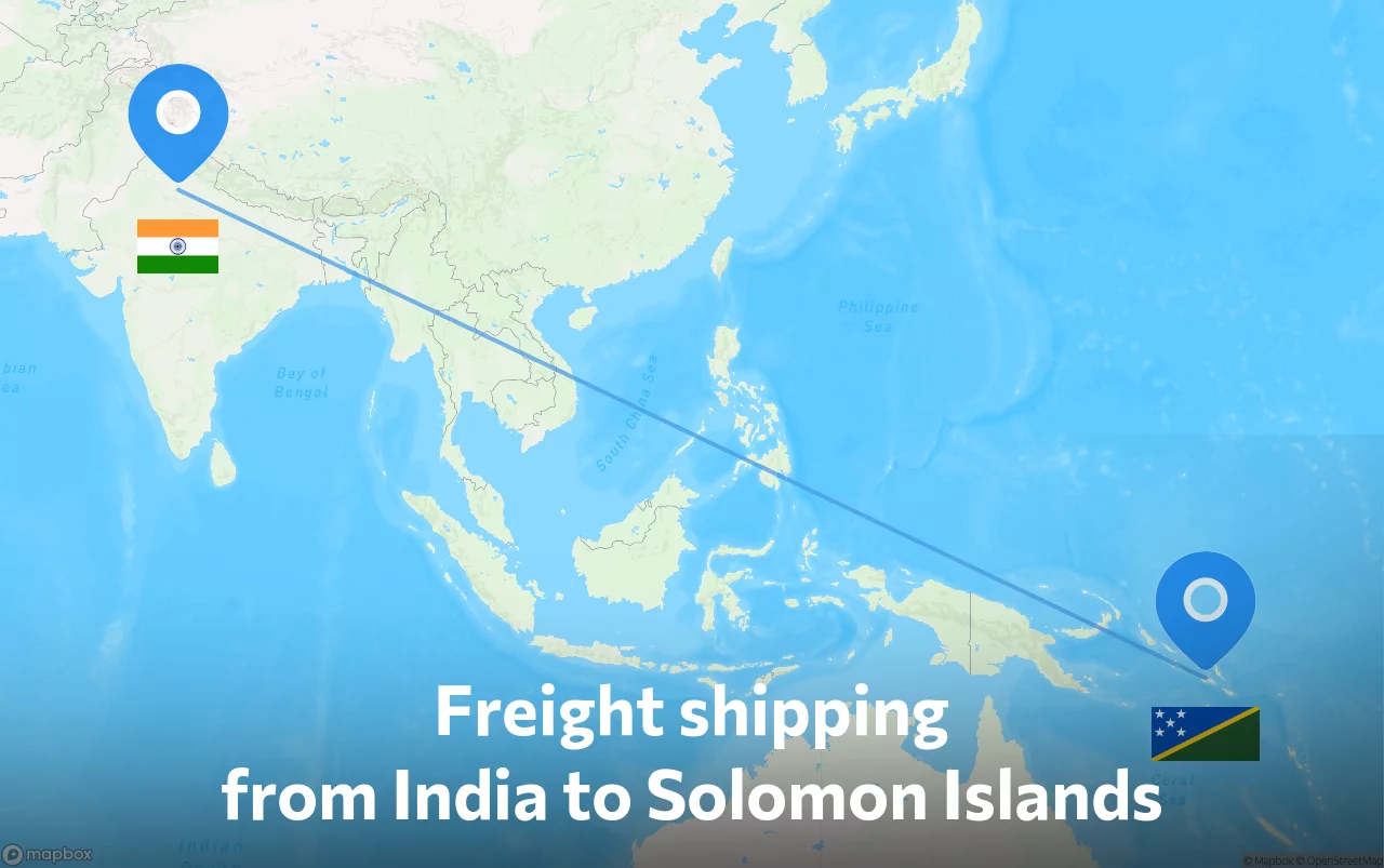 Shipping route from India to Solomon Islands
