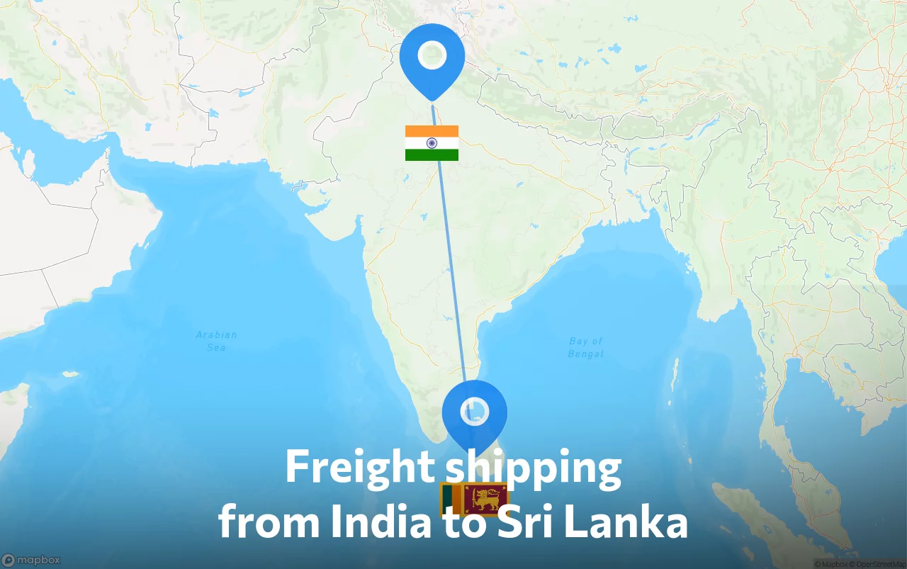 Shipping route from India to Sri Lanka