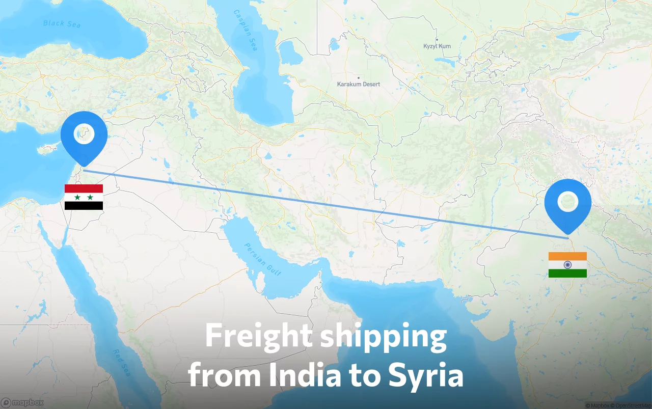 Shipping route from India to Syria