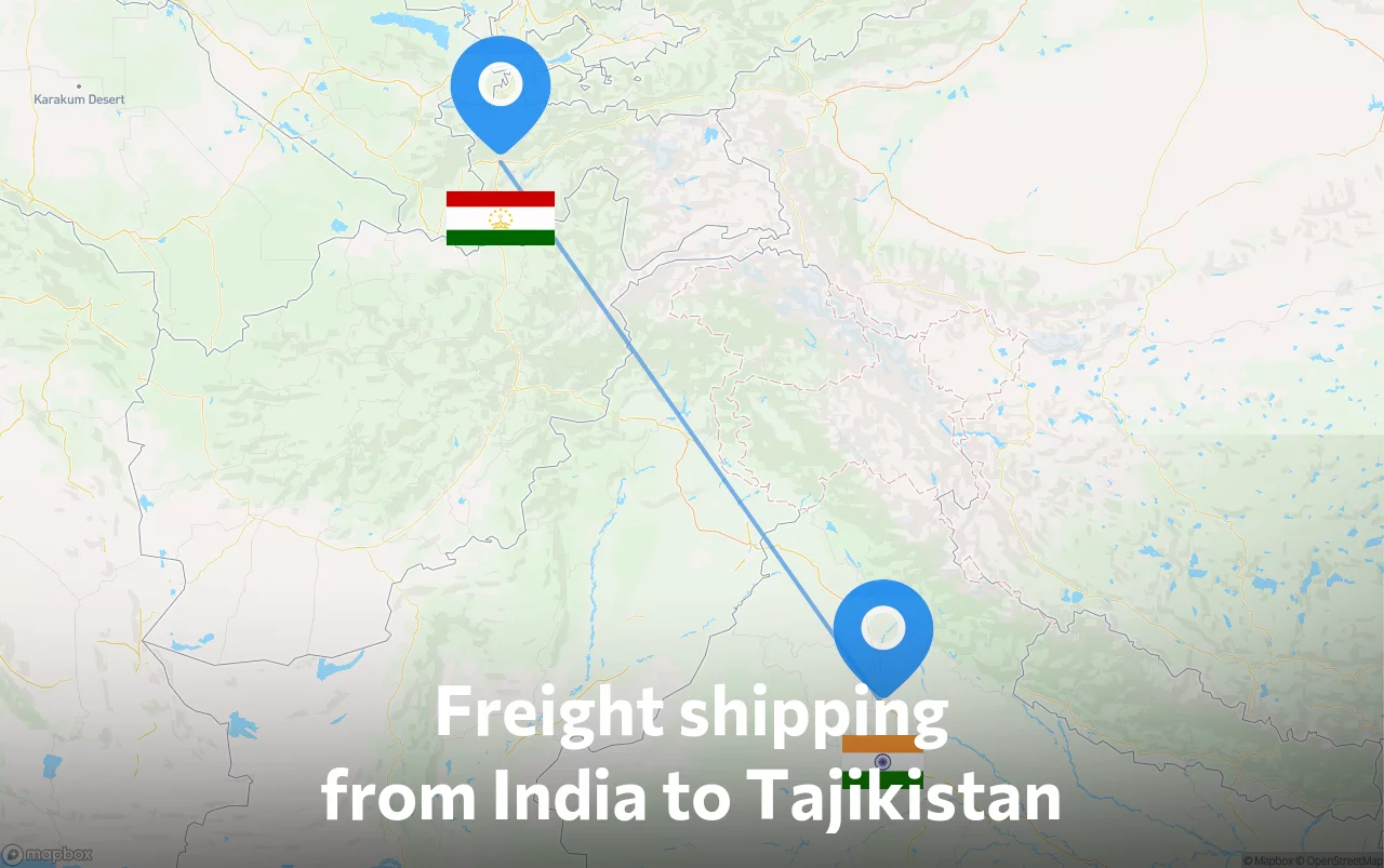 Shipping route from India to Tajikistan