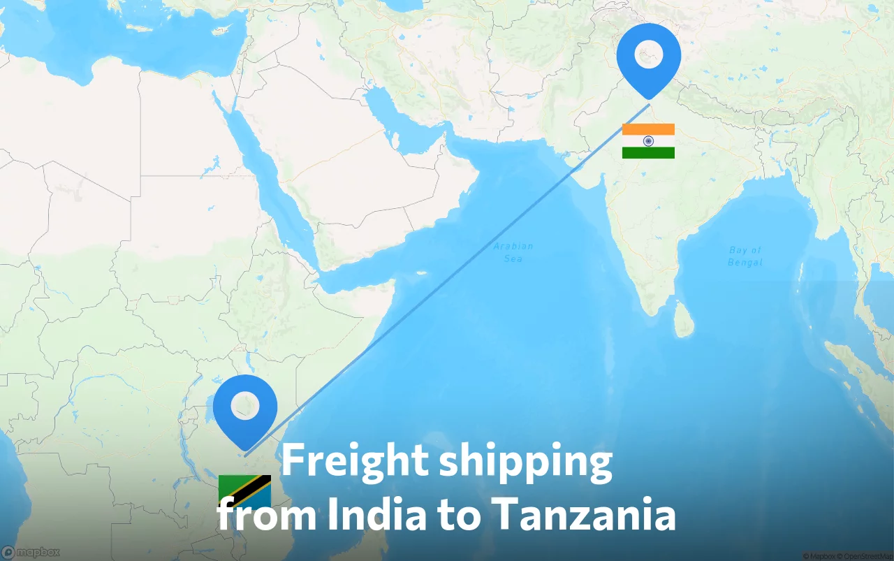Shipping route from India to Tanzania