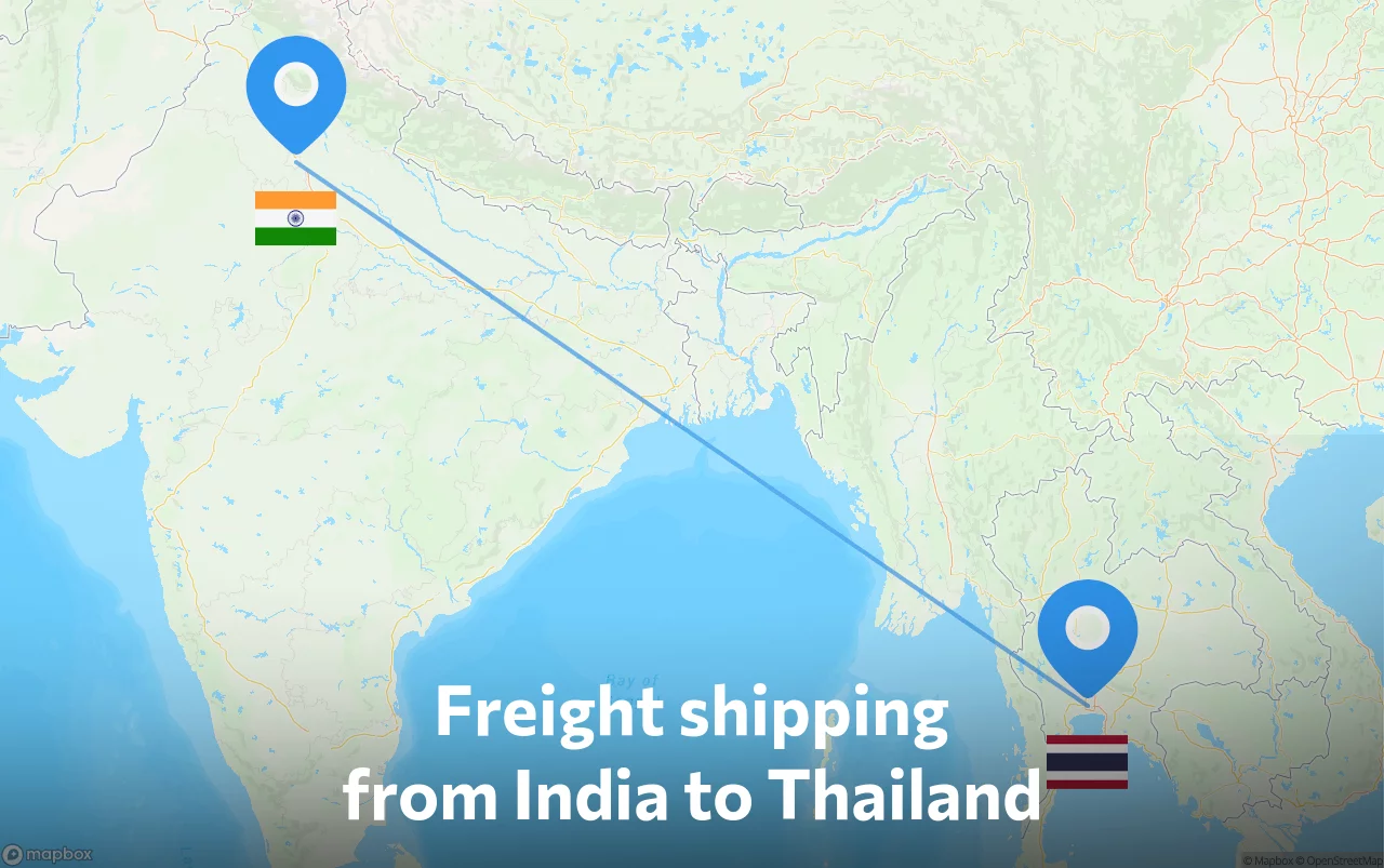 Shipping route from India to Thailand