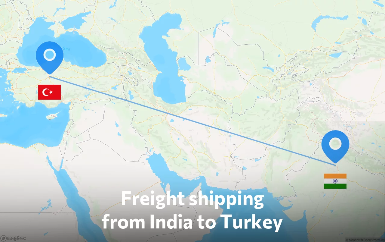 Shipping route from India to Turkey