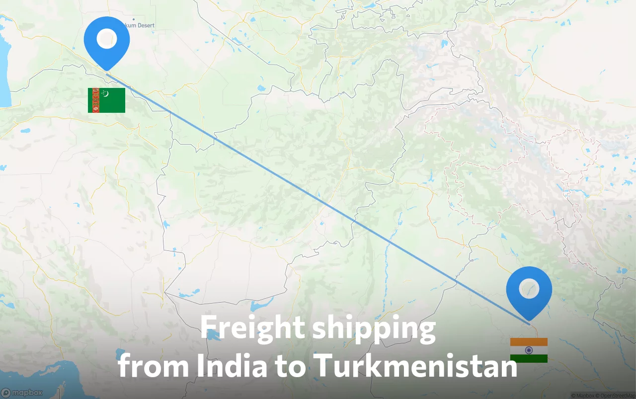 Shipping route from India to Turkmenistan