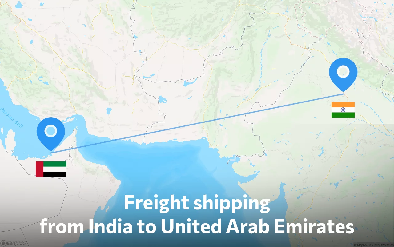 Shipping route from India to United Arab Emirates