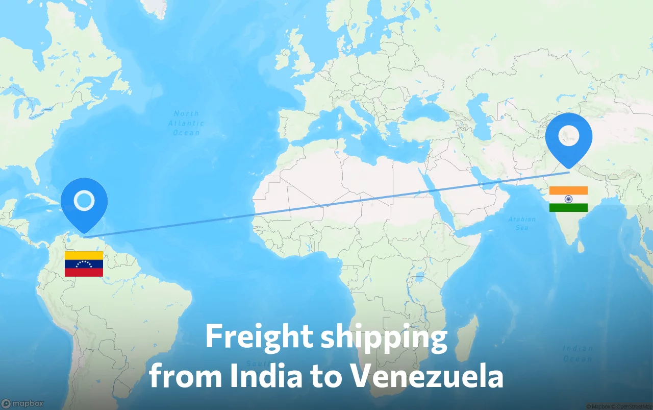 Shipping route from India to Venezuela