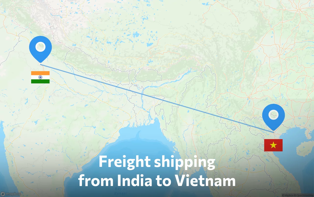 Shipping route from India to Vietnam