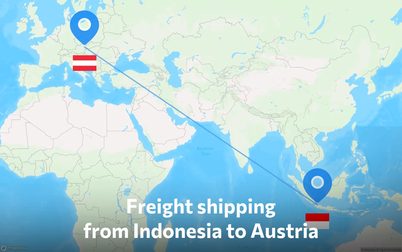 Shipping route from Indonesia to Austria